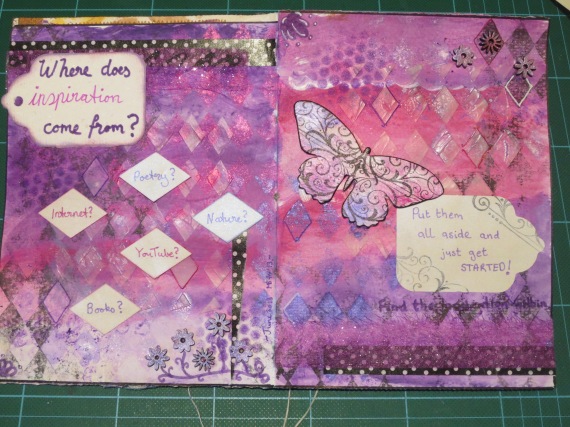 purple art journal layout