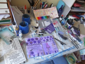 Michelle Brown's messy craft desk